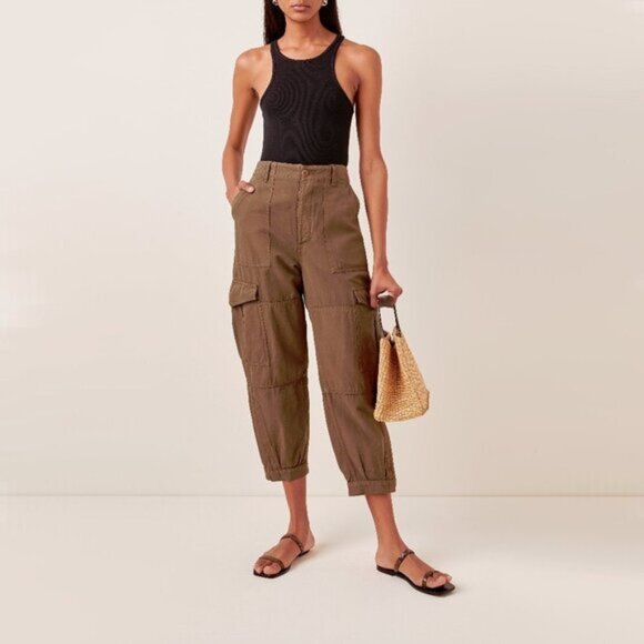 NWOT Citizens of Humanity two tone beige cargo cotton linen surplus pants 24 - Picture 5 of 13